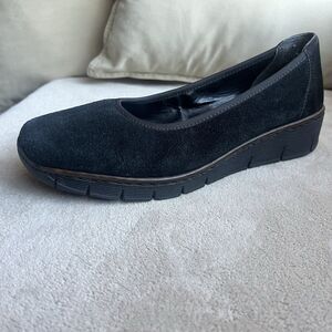 Rieker Antistress Ballerina Black Suede Wedge Loafer Shoe Women EU 41 US 10